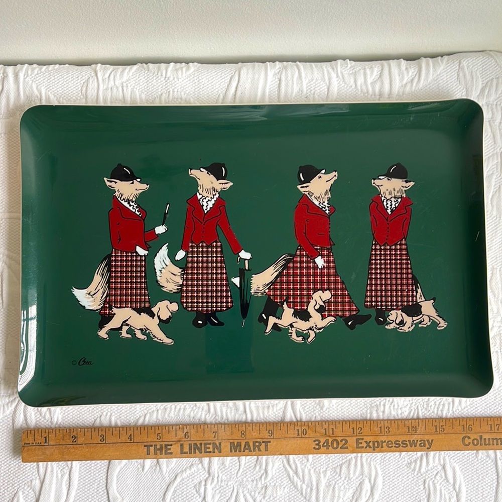 Vintage Snooty Fox Hound Hunt Tray Barware Equestrian Cera Barware